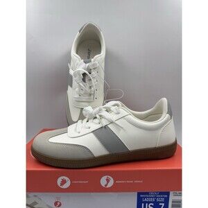 New J Sport Cecily Women’s Sneaker Suede White/Grey Low Top Shoes Size 7 US